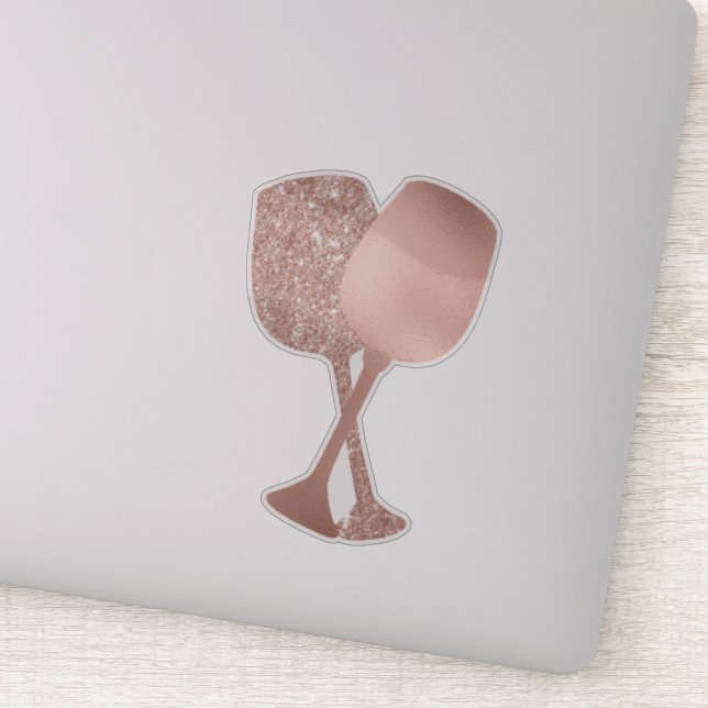 Rose Gold Metallic Glitter Foil Wine Glasses (Detail)