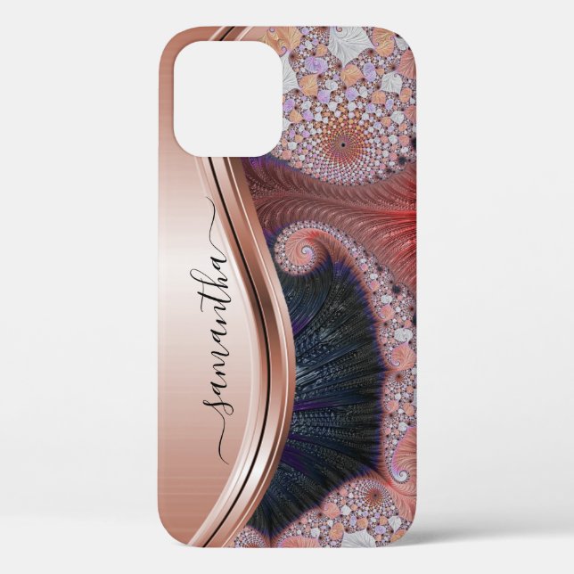 Rose Gold Metallic Handwritten Monogram Case-Mate iPhone Case (Back)
