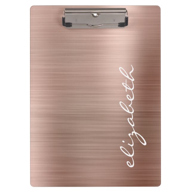 Rose Gold Metallic Personalized Signature Script Clipboard (Front)