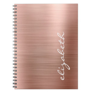 Rose Gold Metallic Personalized Signature Script Notebook
