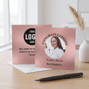 Rose Gold Metallic Photo Employee of the Month  Invitation