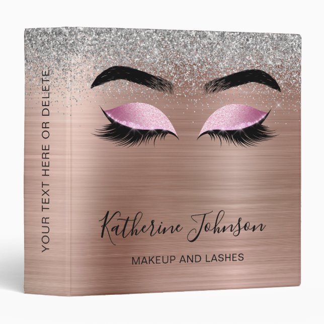 Rose Gold Metallic Silver Glitter Beauty Salon Binder (Front/Spine)