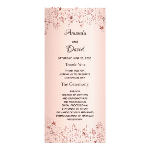 Rose gold metallic stars wedding program