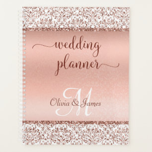Rose Gold Metallic Typography Glitter Wedding  Planner