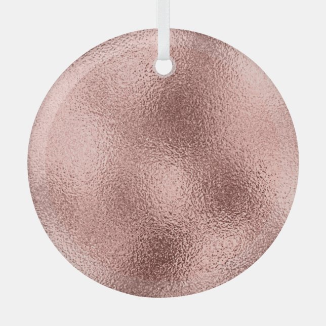 Rose Gold Metallic: Vintage Shine. Glass Ornament (Front)