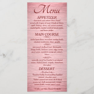 Rose Gold Metallic Wedding Reception Menu