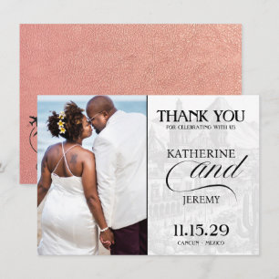 Rose Gold Mexico Passport Thank You Card