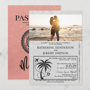 Rose Gold Mexico Passport Wedding Invitation