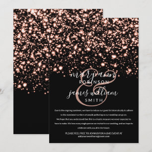 Rose Gold Midnight Glam Changed Reduced Wedding Invitation