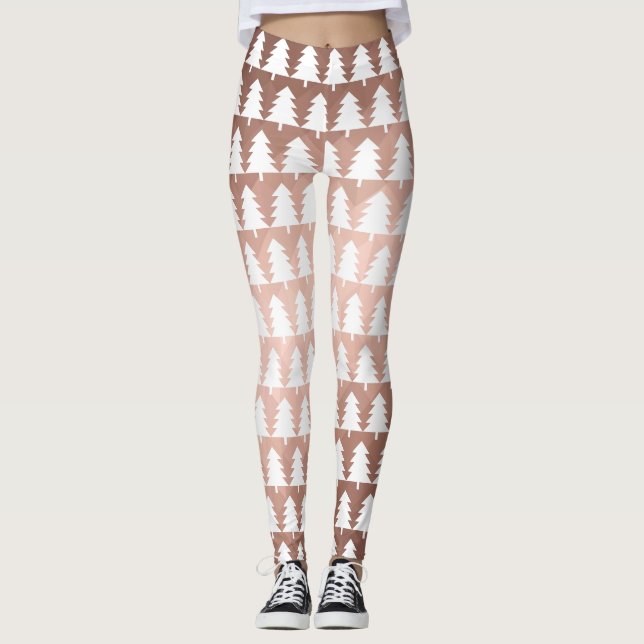 Rose gold minimal xmas tree leggings (Front)