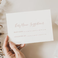 Rose Gold Minimalist Baby Name Suggestions Card