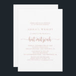 Rose Gold Minimalist Calligraphy Bat Mitzvah  Invitation<br><div class="desc">This rose gold minimalist calligraphy bat mitzvah invitation is perfect for a rustic bat mitzvah. The simple and elegant design features classic and fancy script typography in rose gold and white.</div>
