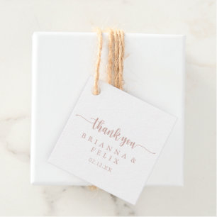 Rose Gold Minimalist Calligraphy Wedding  Favour Tags