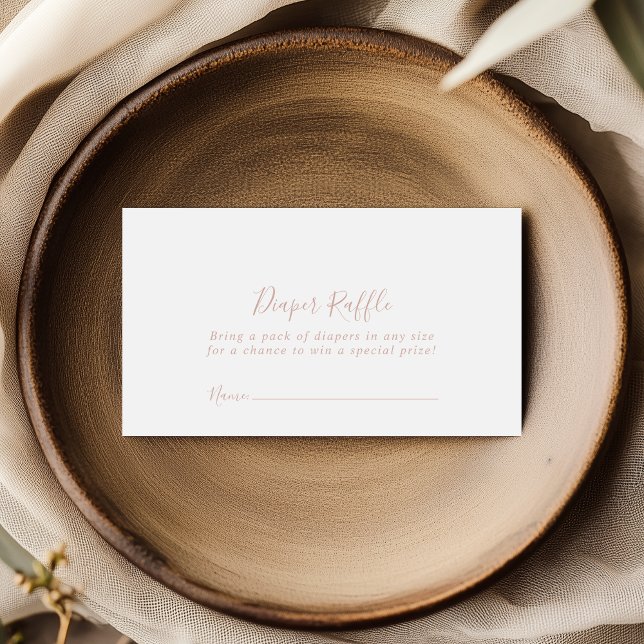 Rose Gold Minimalist Diaper Raffle Ticket  Enclosure Card (Creator Uploaded)