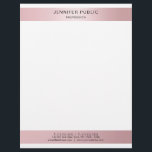 Rose Gold Minimalist Modern Trendy Template Letterhead<br><div class="desc">Rose Gold Minimalist Modern Trendy Template Elegant Letterhead.</div>