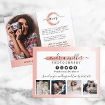 Rose Gold Minimalist Photographer Marketing Photo Postcard<br><div class="desc">Elegant, minimalist paint swash styled with on-trend rose gold colour create the perfect feminine theme for stylists, makeup artists, professionals in hair and nail salons, and beyond! • Customize it! Click the "Customize" button to change fonts, sizing and layout. The social media icons may be moved or removed if you...</div>