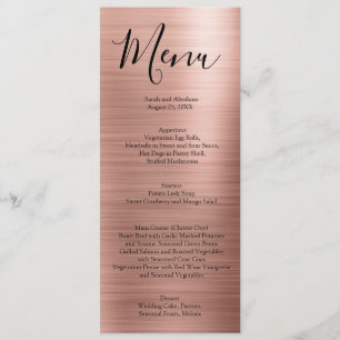 Rose Gold Minimalist Typography Wedding Menu Menus