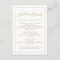 Rose Gold Minimalist Wedding Schedule Card