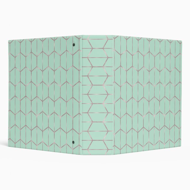 Rose Gold & Mint Chic Hexagon Geometric Glam  Binder (Background)