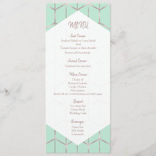 Rose Gold Mint Green Chic Geometric Wedding Menu