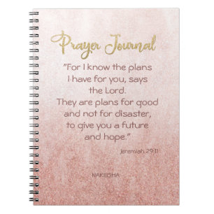 Rose Gold Mist Gold Lettering Personalized Prayer Notebook
