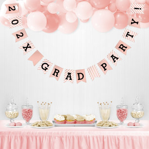 Rose Gold Modern 2025 Grad Party Graduation Bunting Flags