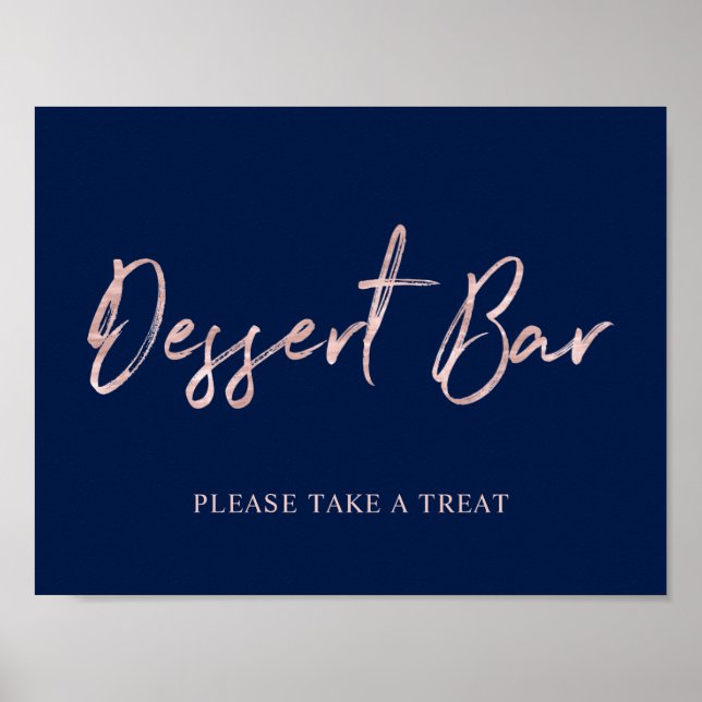 Rose Gold Modern Brush Lettering Dessert Bar Sign (Front)