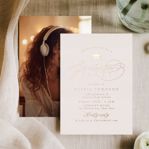 Rose Gold Modern Calligraphy Photo Graduation