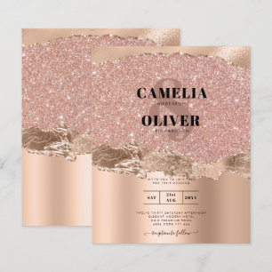 Rose Gold Modern Glamour Wedding Invite