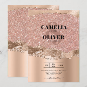 Rose Gold Modern Glamour Wedding Invite