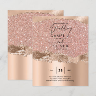 Rose Gold Modern Glamour Wedding Invite