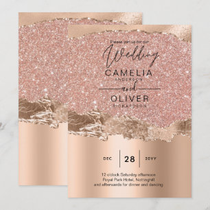 Rose Gold Modern Glamour Wedding Invite