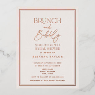 Rose Gold Modern Minimalist Bridal Shower Foil Invitation Postcard