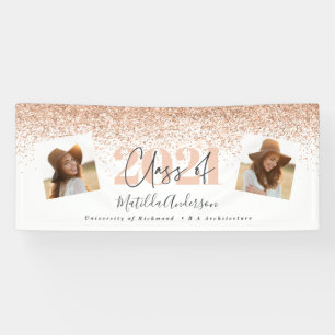Rose gold modern multi photo stylish graduation ba banner