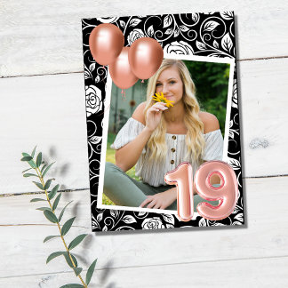 Rose Gold Modern Photo 19th Birthday Party  Invitation