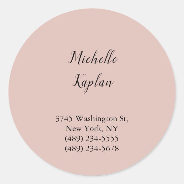 Rose Gold Modern Professional Exclusive Classic Round Sticker (Front)