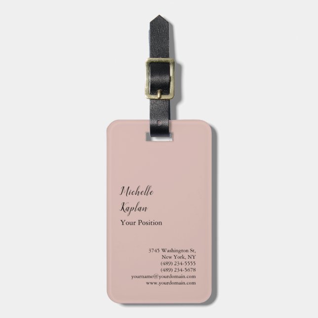 Rose Gold Modern Professional Exclusive Luggage Tag (Front Vertical)