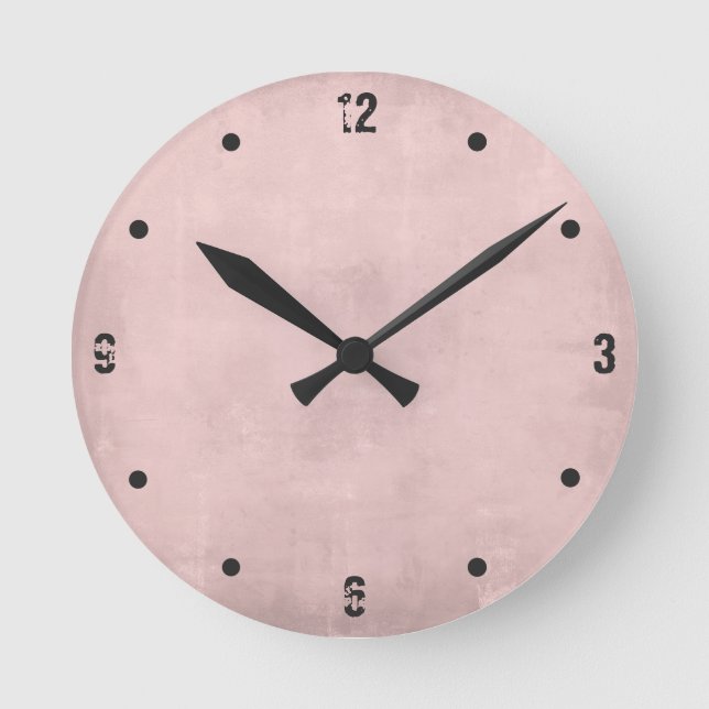 Rose Gold Modern Rustic Abstract Round Clock (Front)