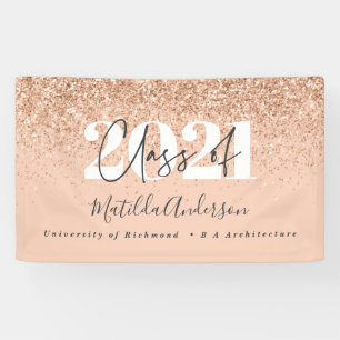 Rose gold modern script stylish graduation banner