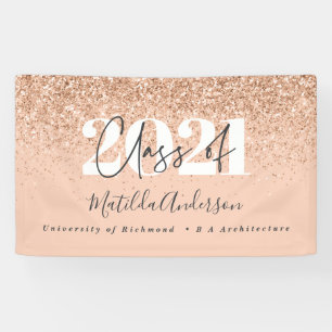 Rose gold modern script stylish graduation banner
