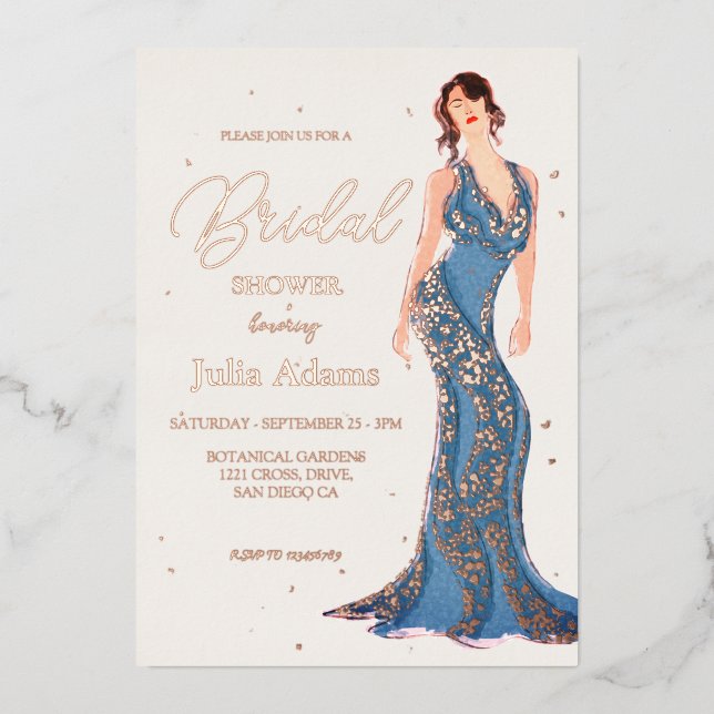 Rose Gold Modern Wedding Dress Bridal Shower (Front)