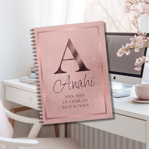 Rose Gold Monogram Academic Year School Notebook