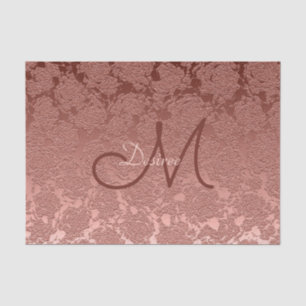 Rose Gold Monogram Elegant Art Floral Pattern Tissue Paper