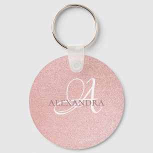 Rose gold Monogram glitter Keychain