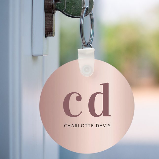 Rose gold monogram initials metallic luxury keychain (Creator Uploaded)