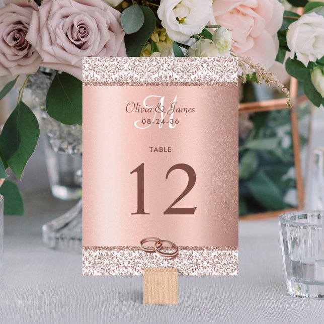 Rose Gold Monogram Large Wedding Table Number (Creator Uploaded)