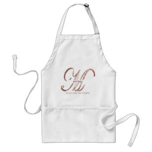 Rose Gold Monogram M with Name and Your Text Standard Apron
