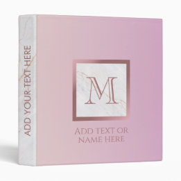 Rose Gold Monogram Marble Purple Vanilla Gradient Binder