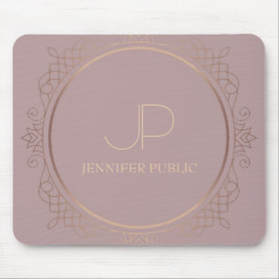 Rose Gold Monogram Modern Elegant Template Mouse Pad