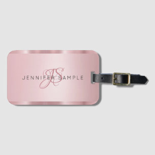 Rose Gold Monogram Modern Simple Elegant Template Luggage Tag